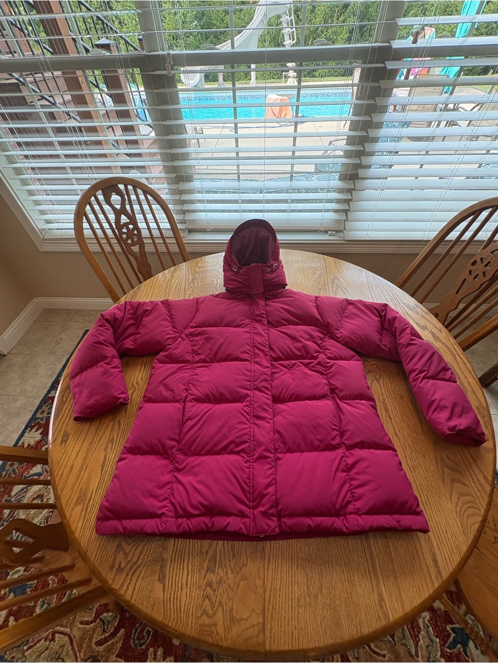 L.L. Bean Women's Cranberry Hooded Down Puffer Coat Size L